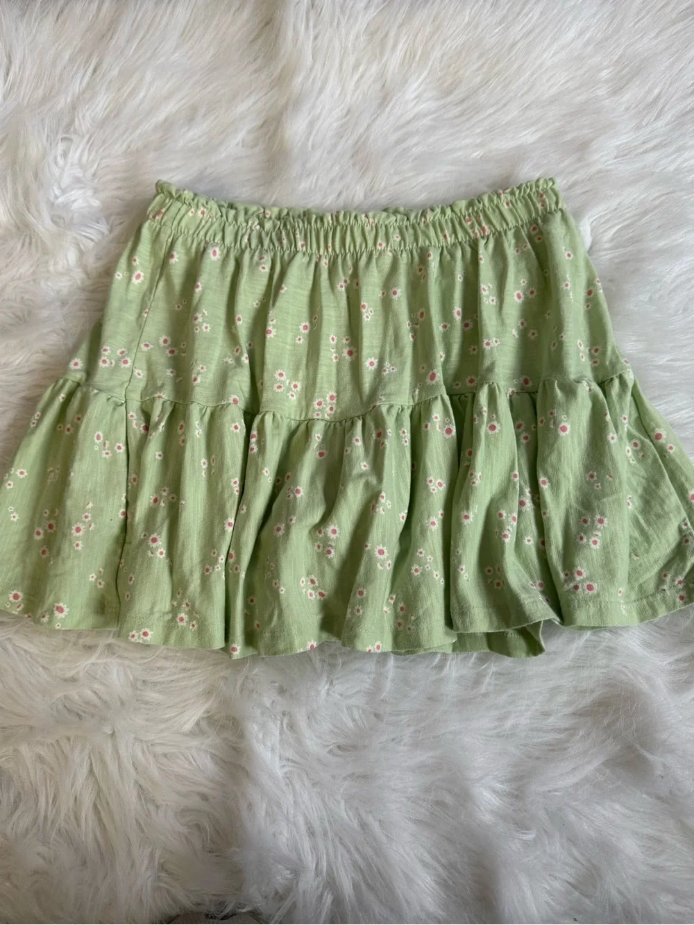 Cat & Jack Green Floral Tiered Skort